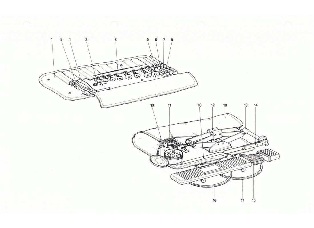 ferrari 208 gtb gts kit di strumenti diagramma delle parti