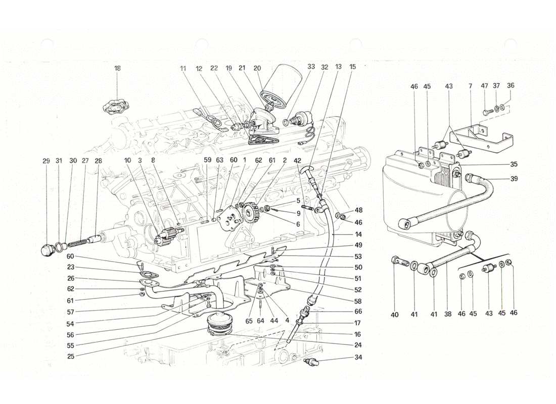 ferrari 208 gtb gts sistema di lubrificazione diagramma delle parti