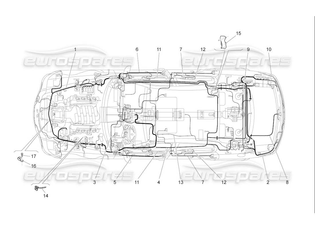 maserati qtp. (2008) 4.2 auto cablaggio principale diagramma delle parti