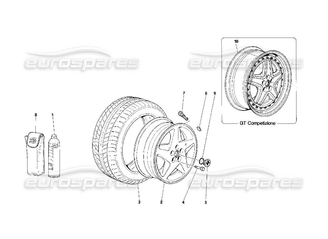 ferrari 348 (2.7 motronic) ruote diagramma delle parti