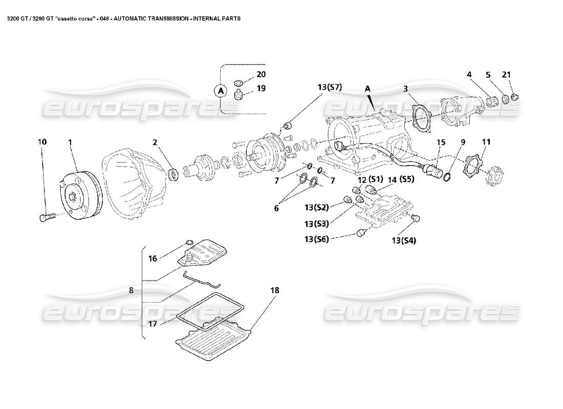 maserati 3200 gt/gta/assetto corsa cambio automatico: diagramma delle parti interne