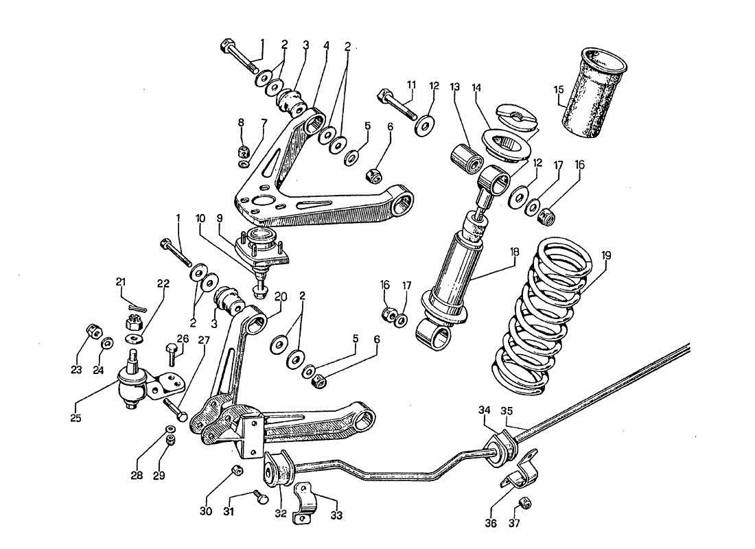 lamborghini jarama sospensione anteriore diagramma delle parti