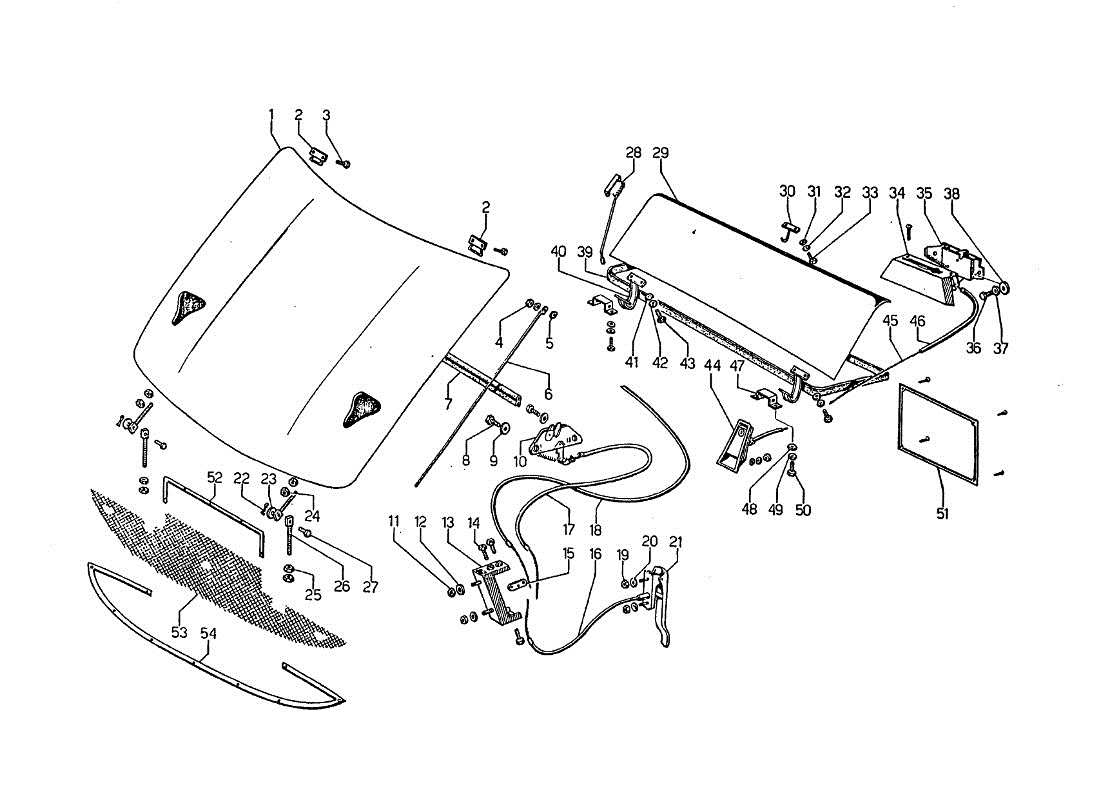 lamborghini jarama cofano motore e baule diagramma delle parti