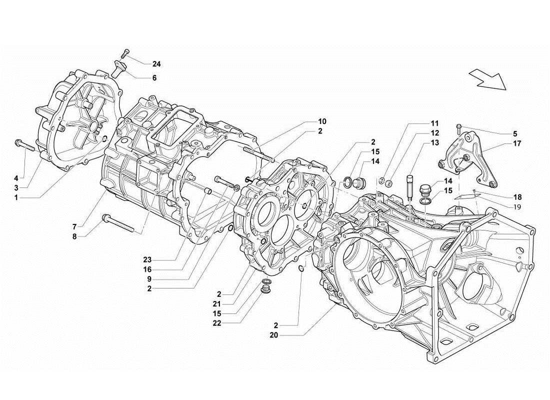 lamborghini gallardo lp560-4s update cambio - schema delle parti della scatola del differenziale posteriore