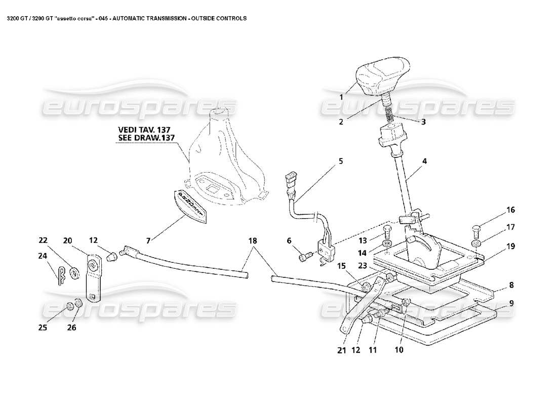 maserati 3200 gt/gta/assetto corsa cambio automatico - diagramma delle parti esterne