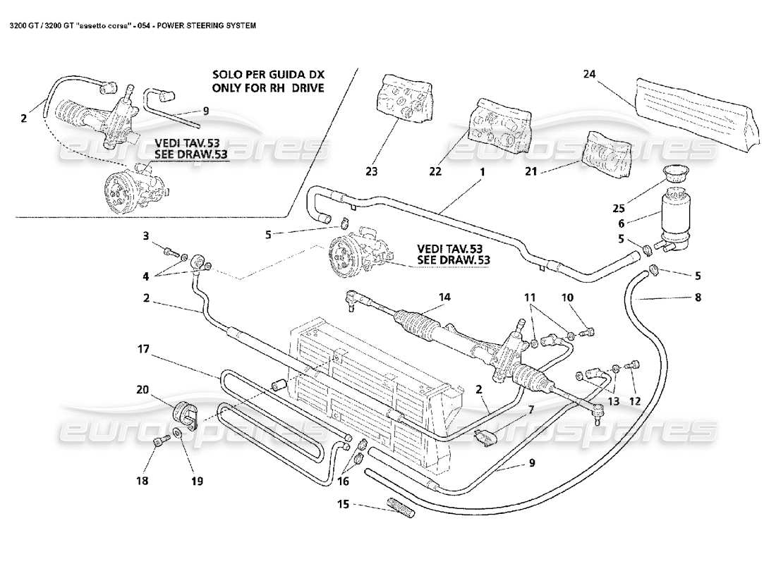 maserati 3200 gt/gta/assetto corsa schema delle parti del sistema di servosterzo