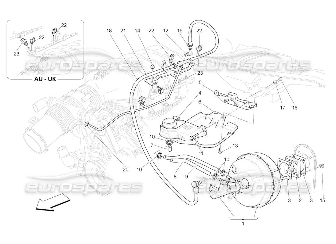 maserati qtp. (2006) 4.2 f1 servofreno diagramma delle parti