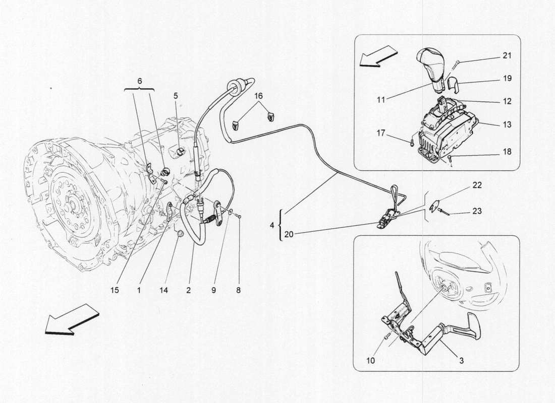 maserati qtp. v6 3.0 bt 410bhp 2015 comandi del conducente per il diagramma delle parti del cambio automatico