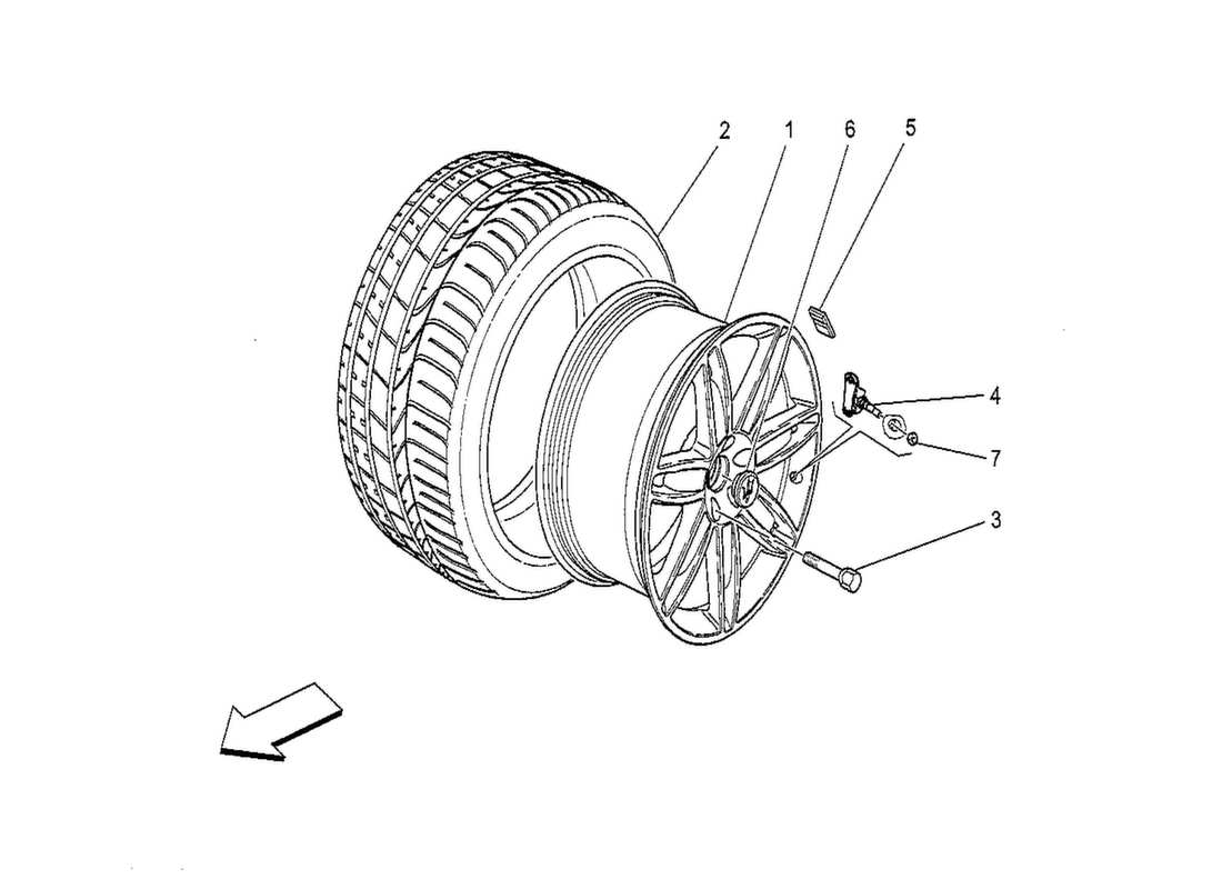 maserati qtp. v8 3.8 530bhp 2014 diagramma delle parti di ruote e pneumatici