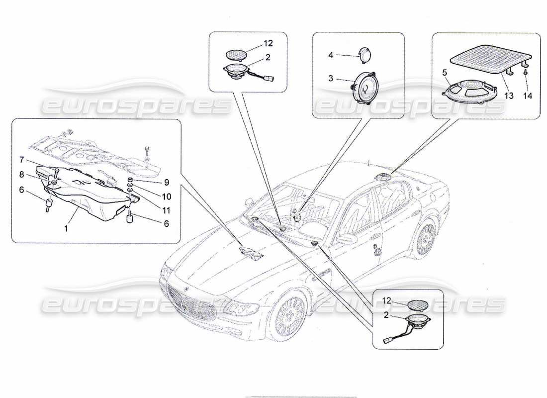 maserati qtp. (2010) 4.7 sistema di diffusione sonora diagramma delle parti
