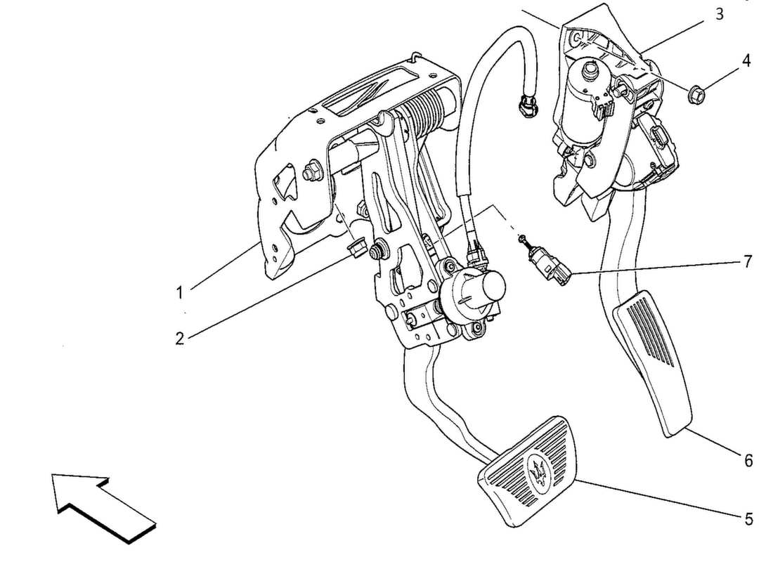 maserati qtp. v8 3.8 530bhp 2014 schema completo delle parti dell'unità pedaliera