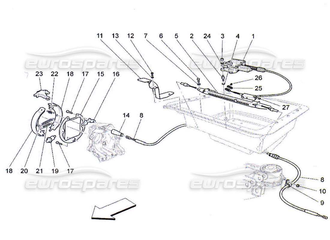 maserati qtp. (2010) 4.2 diagramma delle parti del freno a mano