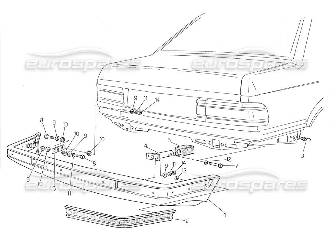 maserati 228 schema delle parti paraurti posteriore