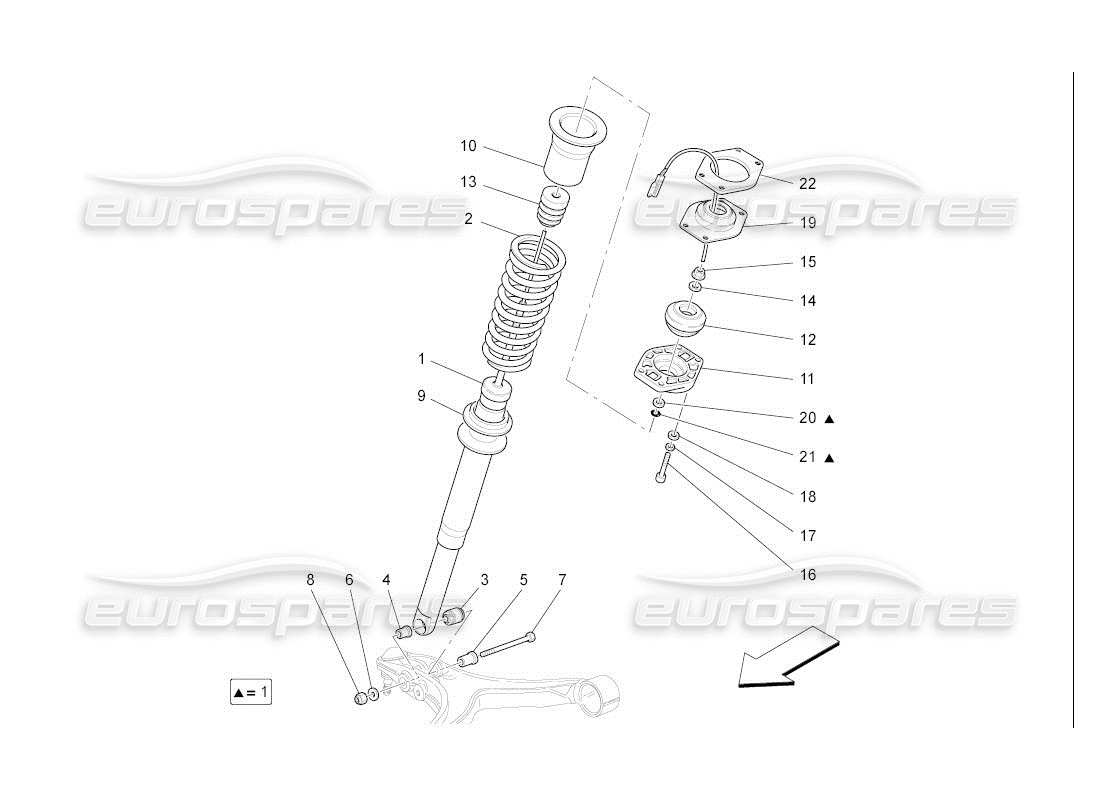 maserati qtp. (2007) 4.2 auto dispositivi ammortizzatori anteriori diagramma delle parti