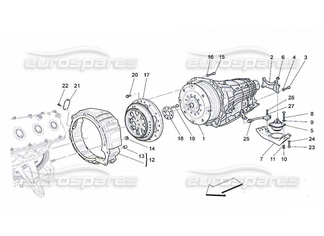 maserati qtp. (2010) 4.2 diagramma delle parti degli alloggiamenti del cambio