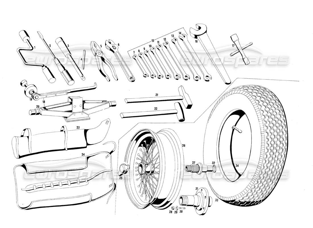 maserati qtp.v8 4.7 (s1 & s2) 1967 diagramma delle parti di strumenti e accessori