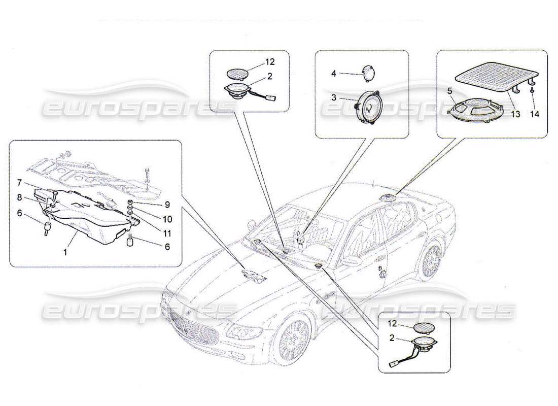 maserati qtp. (2010) 4.2 sistema di diffusione sonora diagramma delle parti