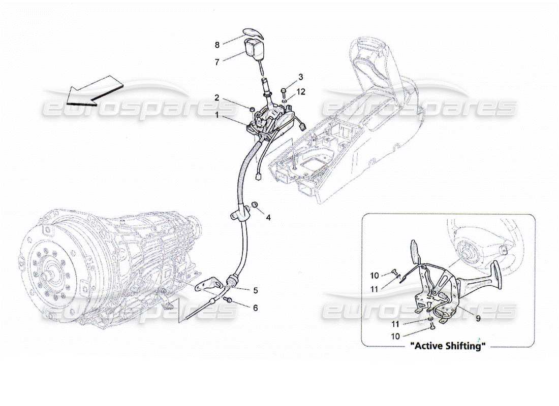maserati qtp. (2010) 4.2 comandi del conducente per il diagramma delle parti del cambio automatico