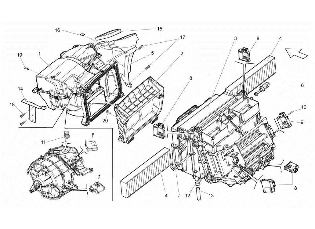 lamborghini gallardo sts ii sc sistema di aria condizionata diagramma delle parti