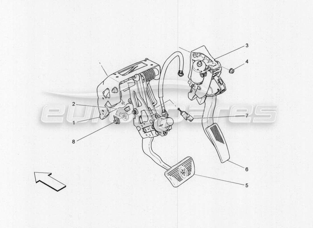 maserati qtp. v8 3.8 530bhp 2014 auto schema completo delle parti dell'unità pedaliera