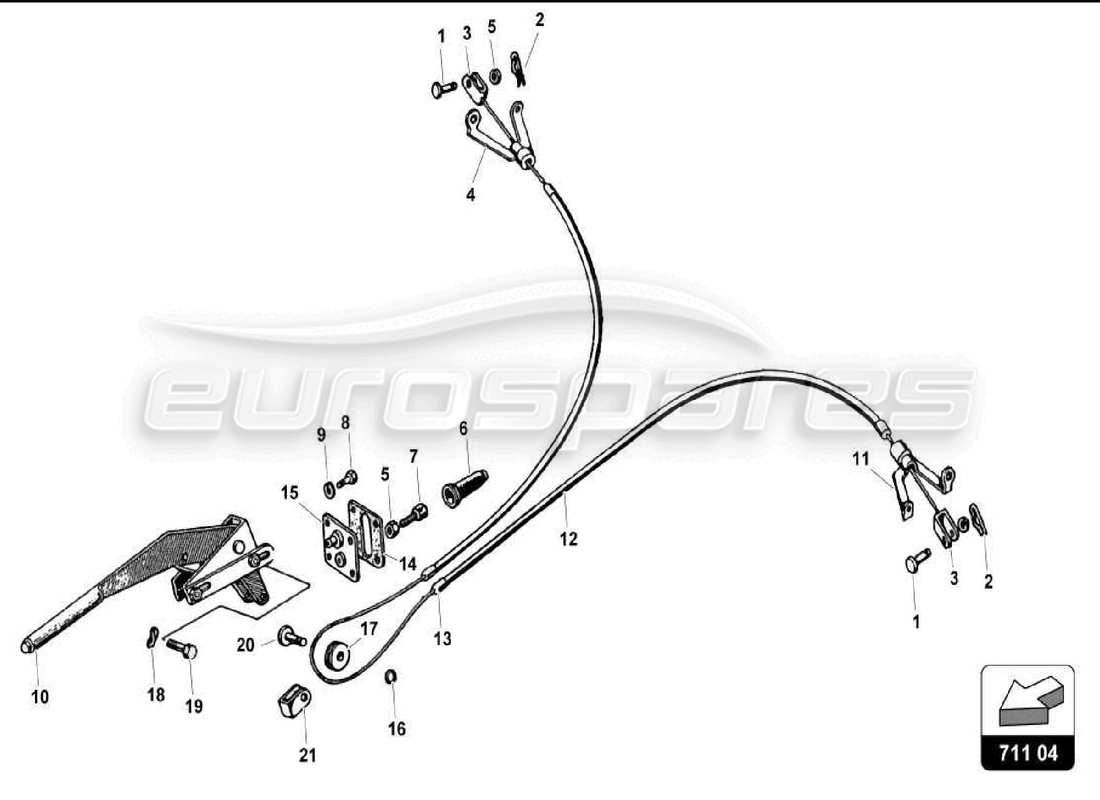 lamborghini miura p400s schema delle parti del freno a mano