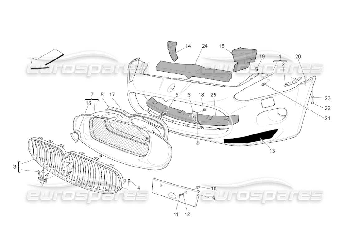 maserati grancabrio (2011) 4.7 paraurti anteriore diagramma delle parti