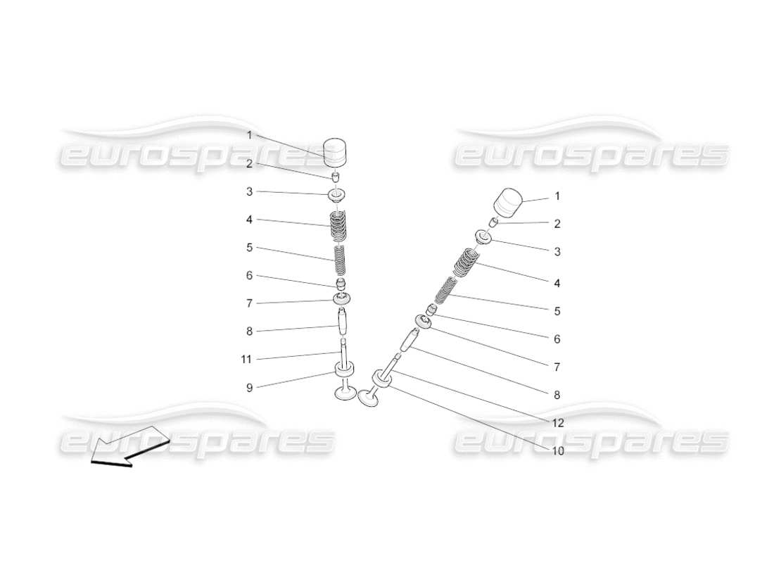 maserati grancabrio (2011) 4.7 diagramma delle parti delle valvole