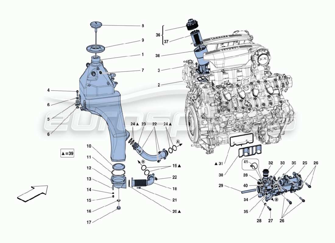 ferrari 488 challenge diagramma delle parti del sistema di lubrificazione