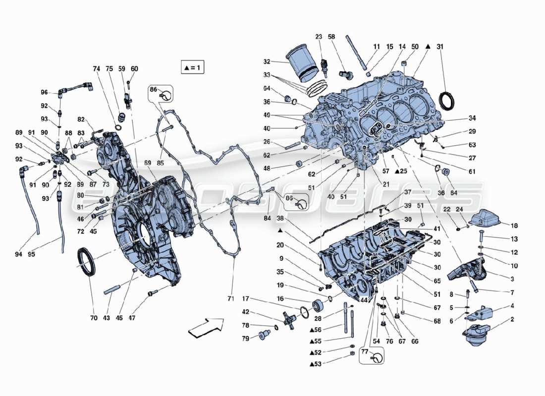 ferrari 488 challenge basamento diagramma delle parti