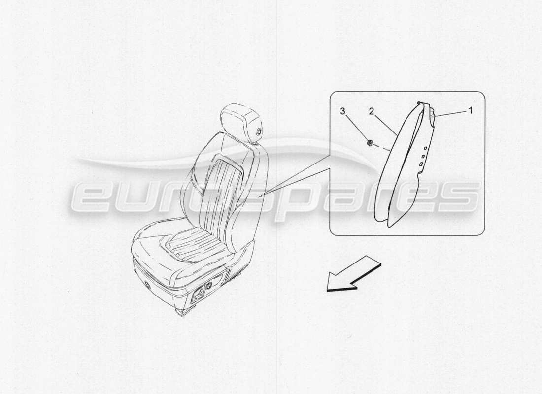 maserati qtp. v8 3.8 530bhp 2014 auto diagramma delle parti del sistema borsa laterale anteriore