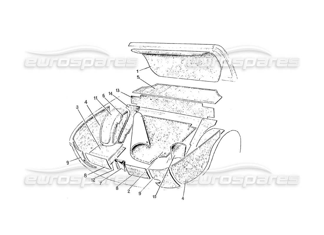 ferrari 275 (pininfarina coachwork) gruppo sportello baule - schema delle parti dei tappeti