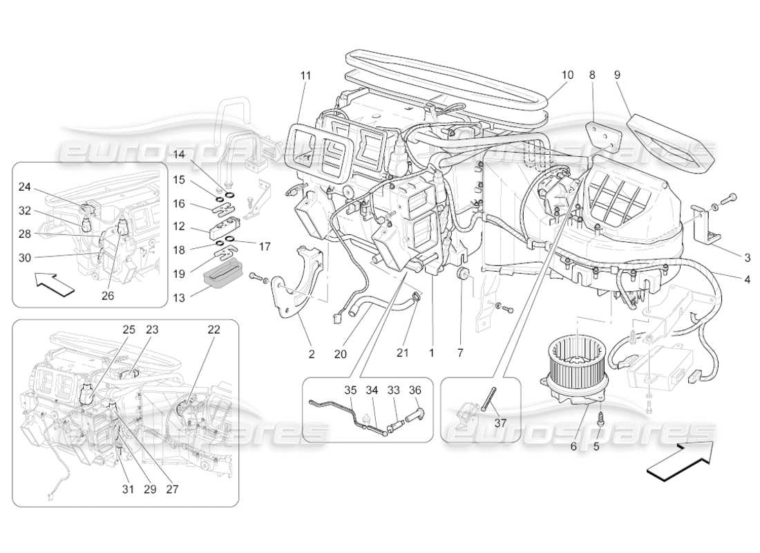 maserati grancabrio (2011) 4.7 unità a c: dispositivi da cruscotto diagramma delle parti