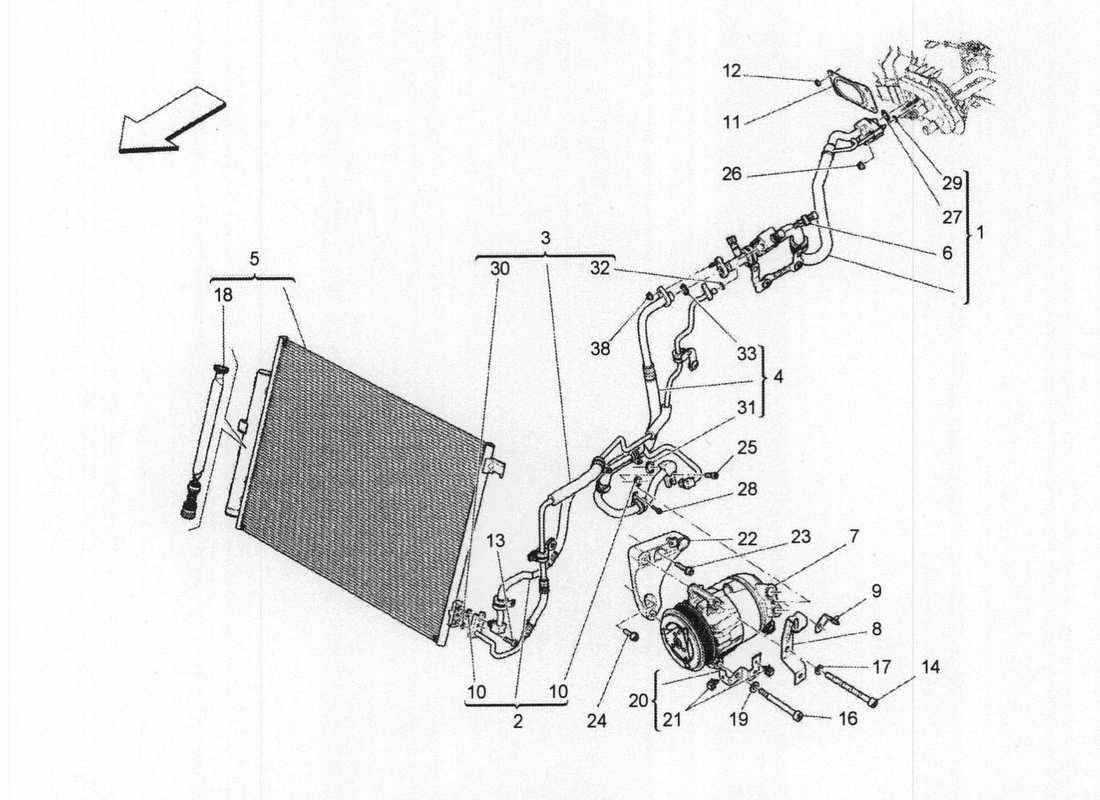 maserati qtp. v6 3.0 bt 410bhp 2wd 2017 unità a c: diagramma delle parti dei dispositivi del vano motore