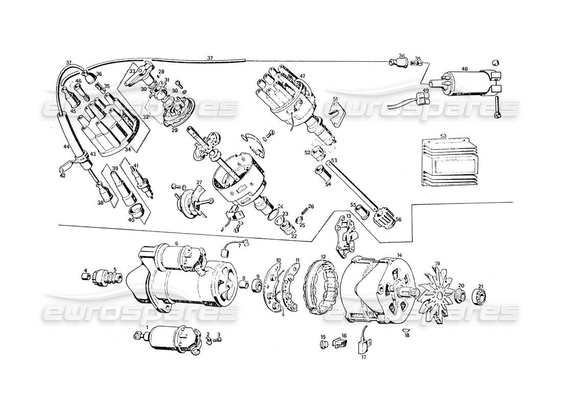 maserati khamsin materiale elettrico diagramma delle parti