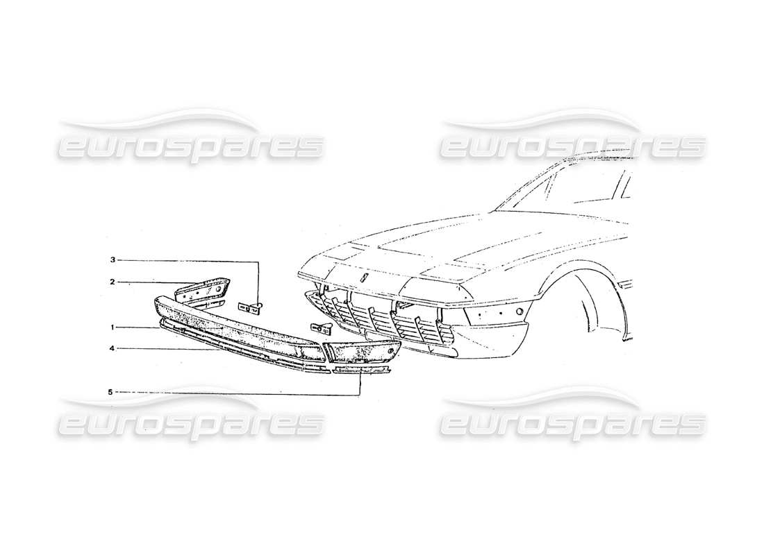 ferrari 365 gt4 2+2 coachwork paraurti anteriore diagramma delle parti