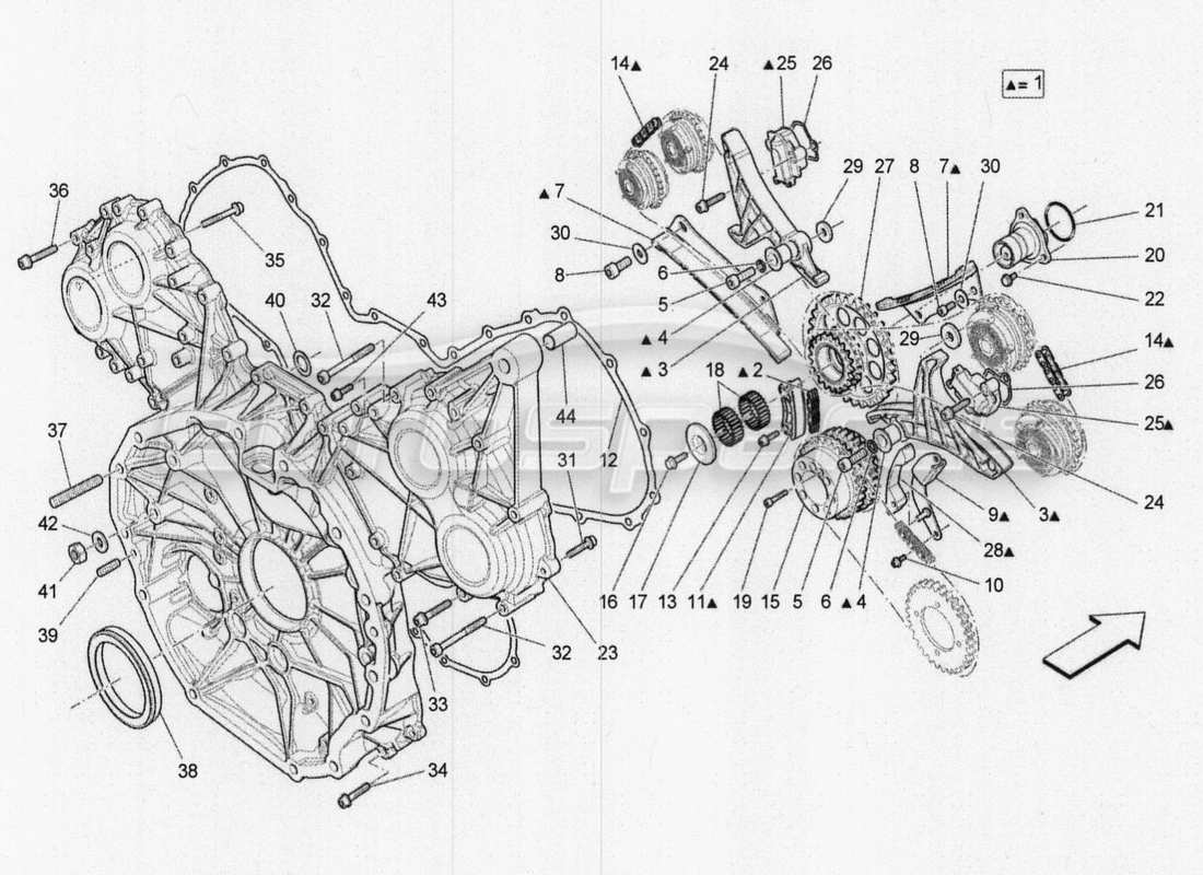 maserati qtp. v8 3.8 530bhp 2014 auto diagramma delle parti di temporizzazione