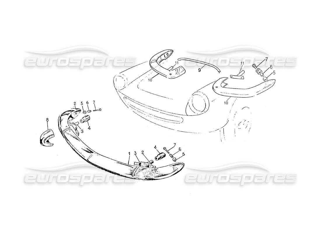 ferrari 275 (pininfarina coachwork) diagramma della parte gruppo paraurto anteriore