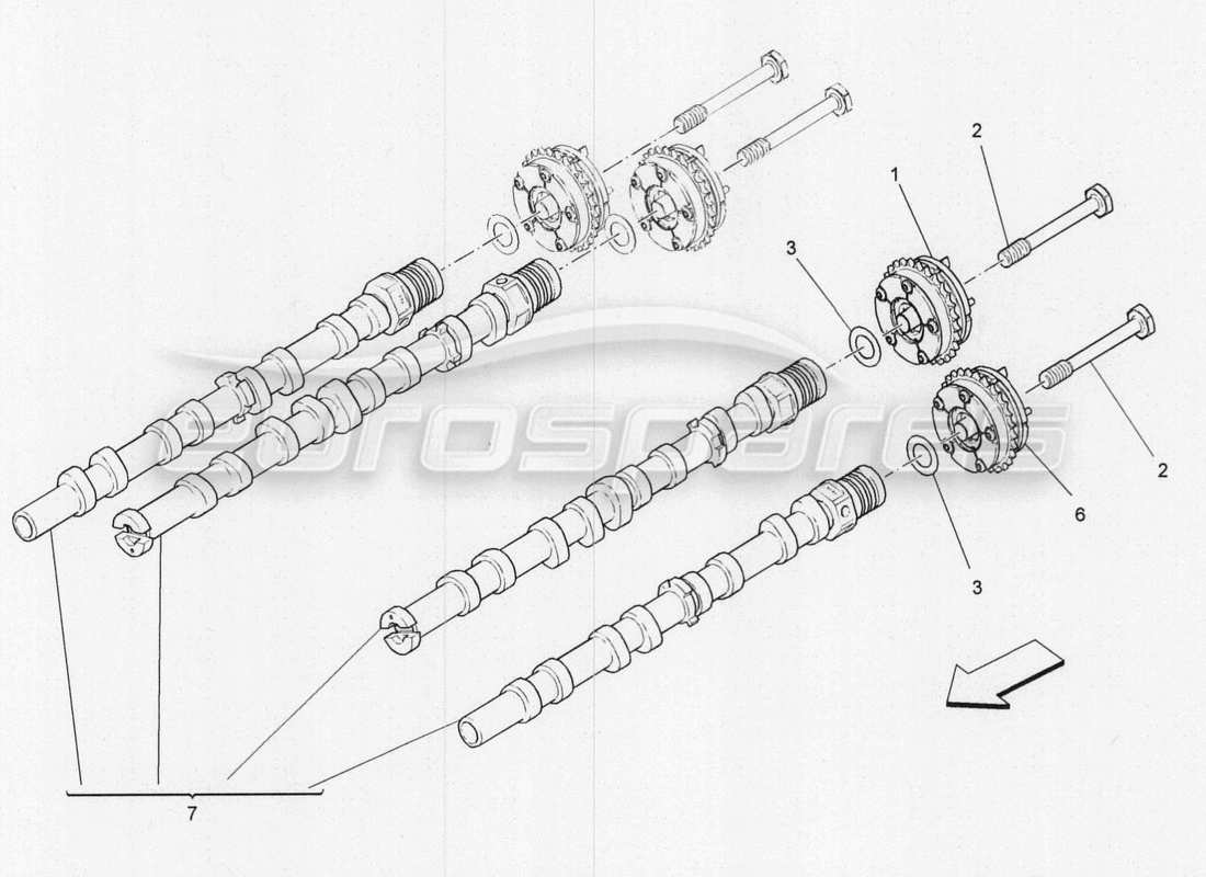 maserati qtp. v8 3.8 530bhp 2014 auto alberi a camme della testata sinistra diagramma delle parti