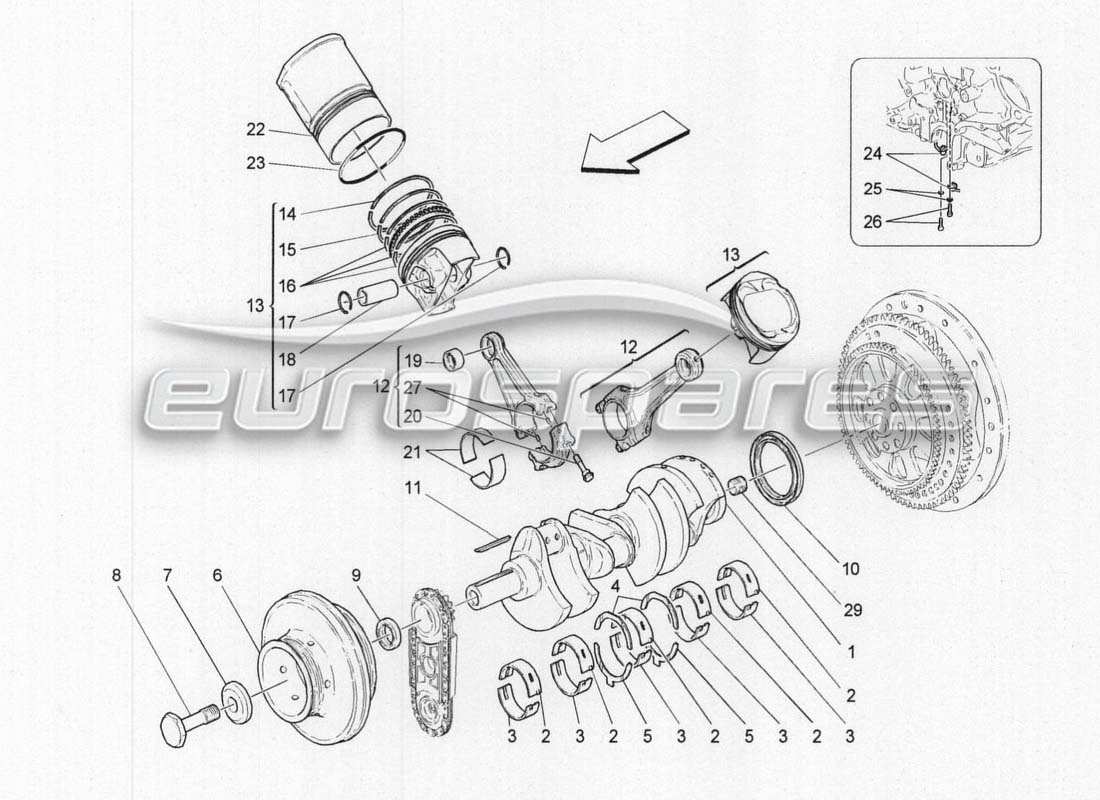maserati grancabrio mc centenario diagramma della parte della pedivella