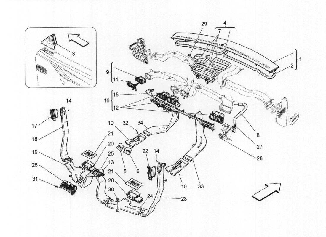 maserati qtp. v6 3.0 bt 410bhp 2wd 2017 unità a c: diagramma della parte di diffusione