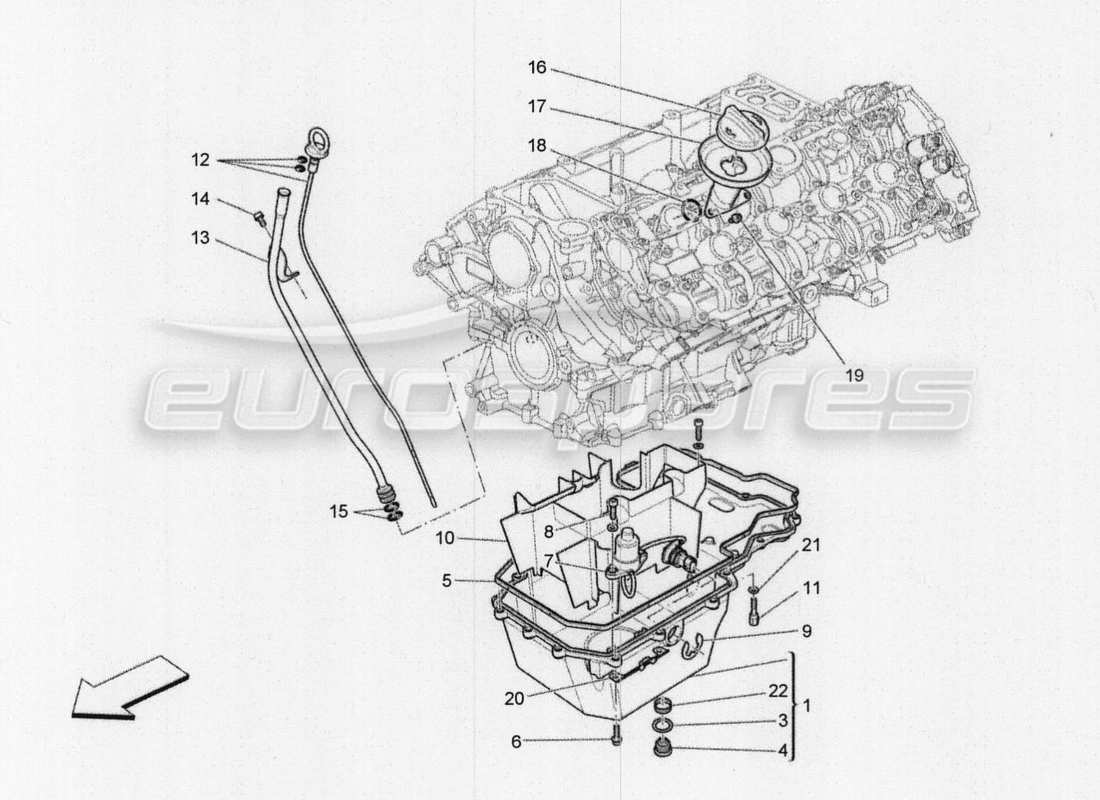 maserati qtp. v8 3.8 530bhp 2014 auto sistema di lubrificazione: diagramma delle parti del circuito e della raccolta