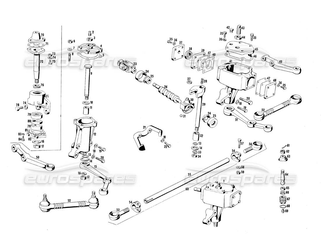 maserati qtp.v8 4.7 (s1 & s2) 1967 diagramma delle parti dei tiranti