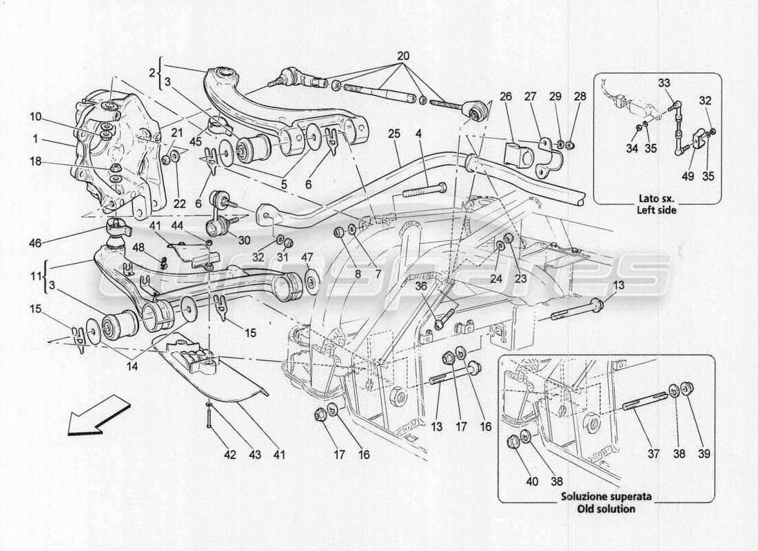 maserati granturismo special edition diagramma delle parti della sospensione posteriore