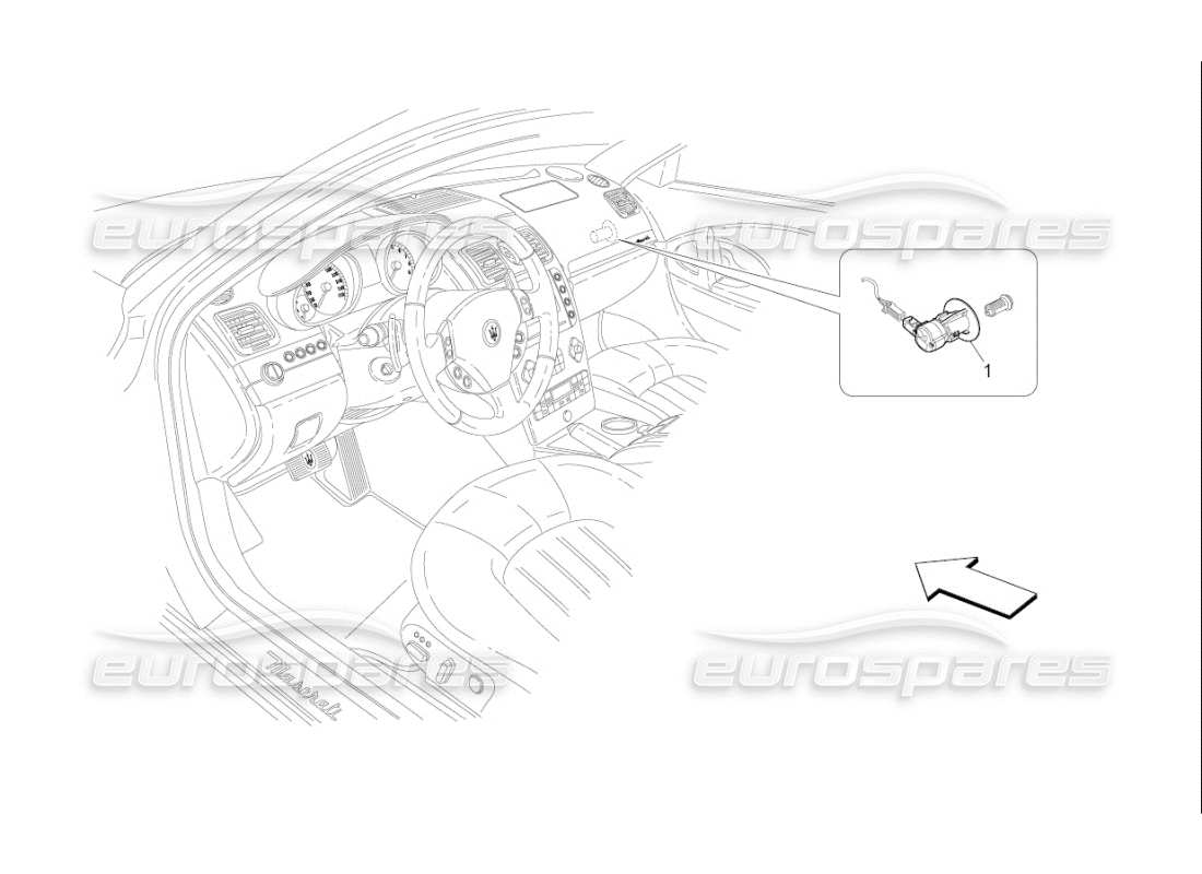 maserati qtp. (2009) 4.7 auto schema delle parti di disattivazione dell'airbag del passeggero