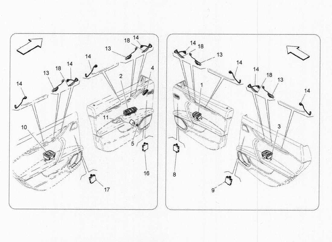 maserati qtp. v6 3.0 bt 410bhp 2015 diagramma delle parti dei dispositivi per porte