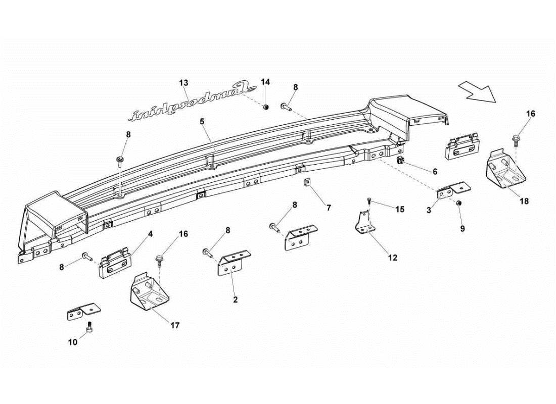 lamborghini gallardo sts ii sc pannello terminale posteriore diagramma delle parti
