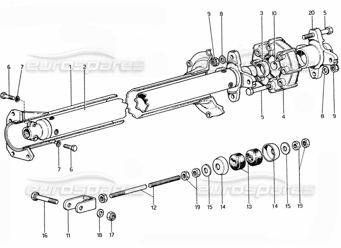 ferrari 365 gtc4 (mechanical) diagramma delle parti del tubo di torsione