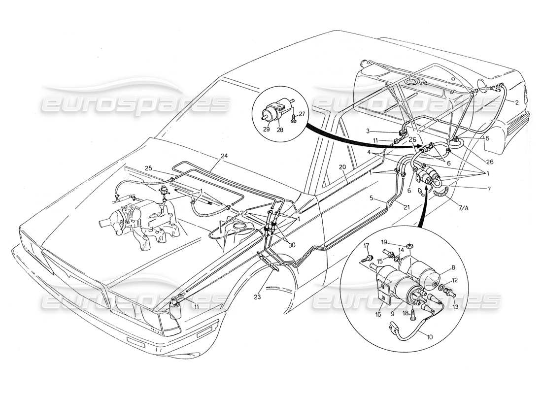 maserati 228 diagramma delle parti dei tubi del carburante