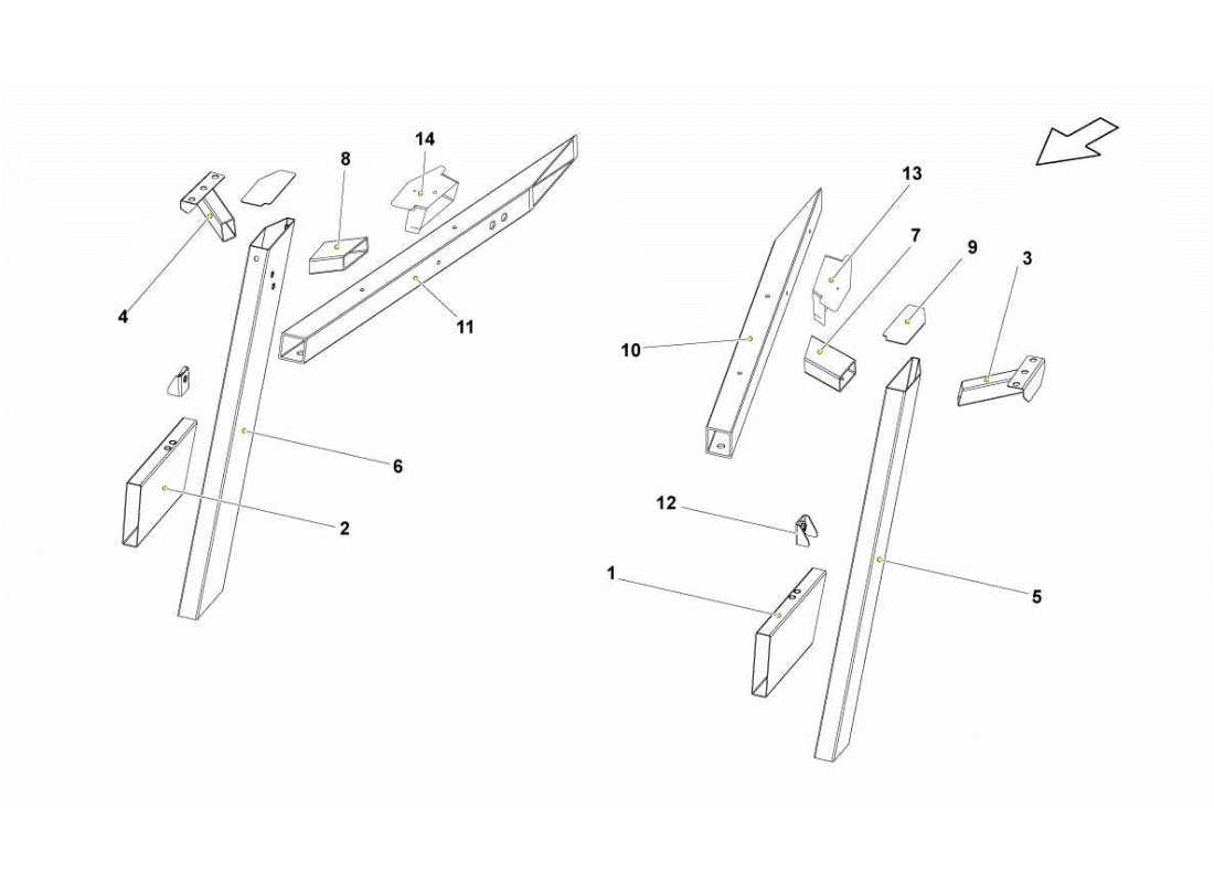 lamborghini gallardo sts ii sc elementi del telaio posteriore diagramma delle parti