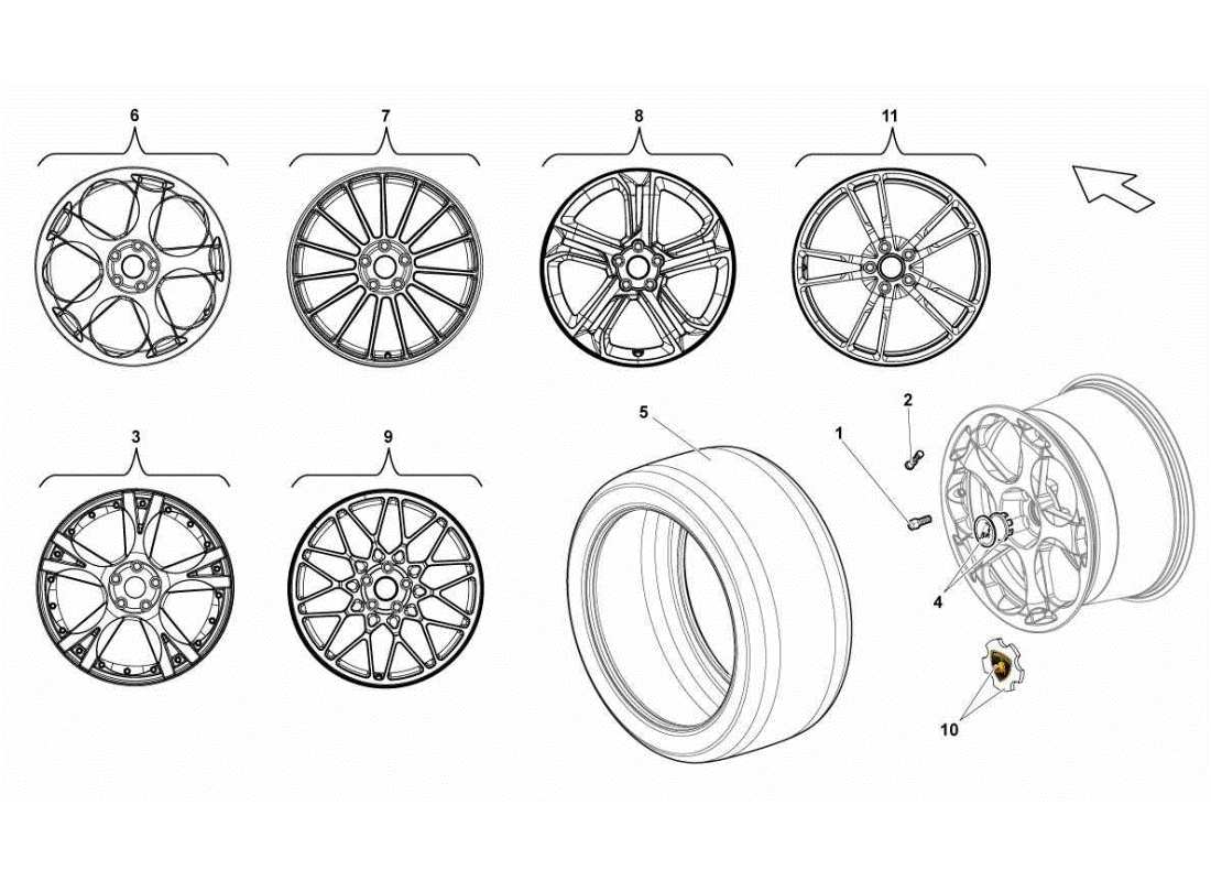 lamborghini gallardo sts ii sc pneumatico posteriore diagramma delle parti